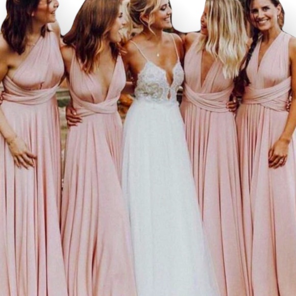 New Twobirds BHLDN Ginger Convertible Sz A / Fits 0 - 12 Dusty Pink Formal Gown - Picture 3 of 17